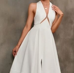 Backless Halter Midi Dress